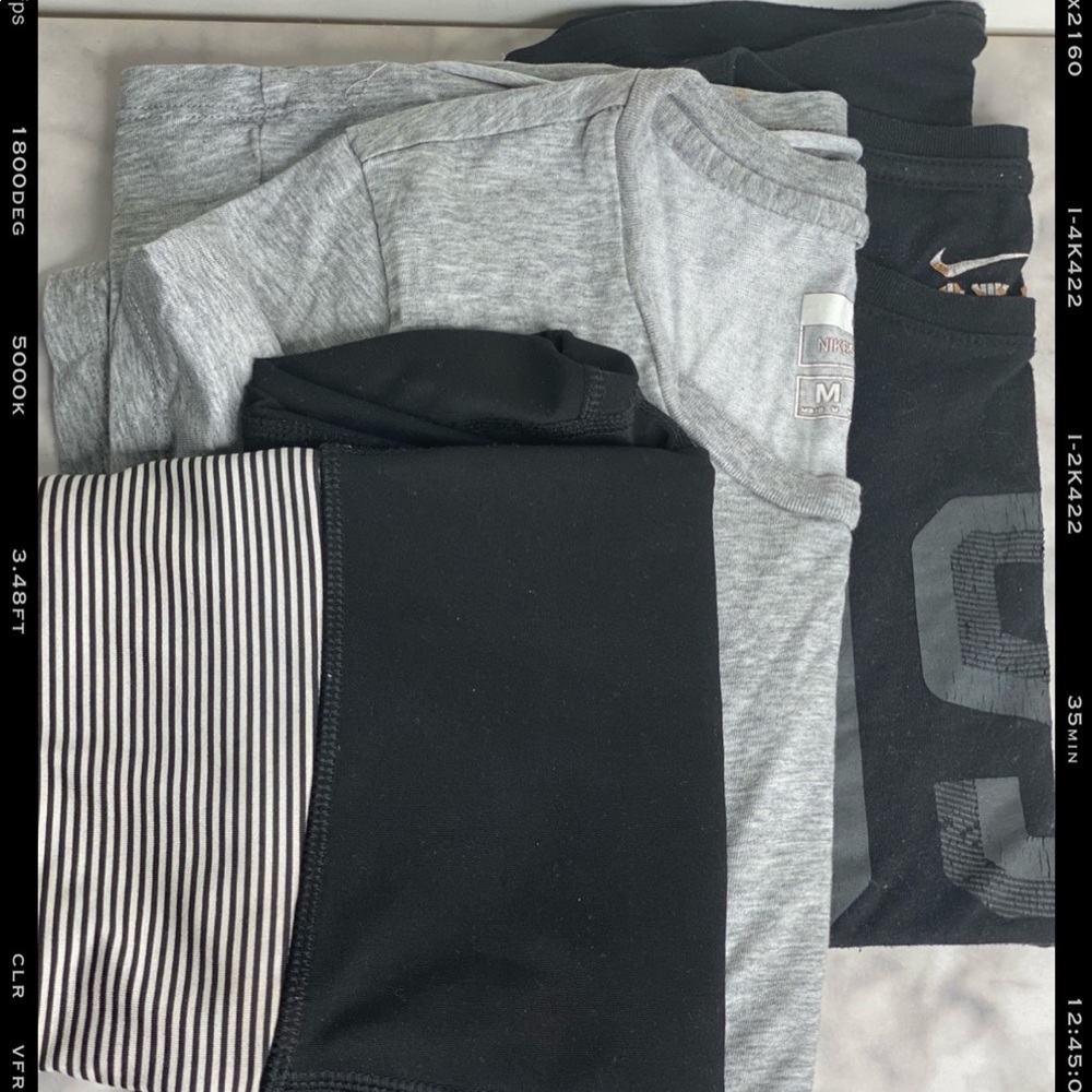 2 Nike Shirts and Pair of black tights. Workout!